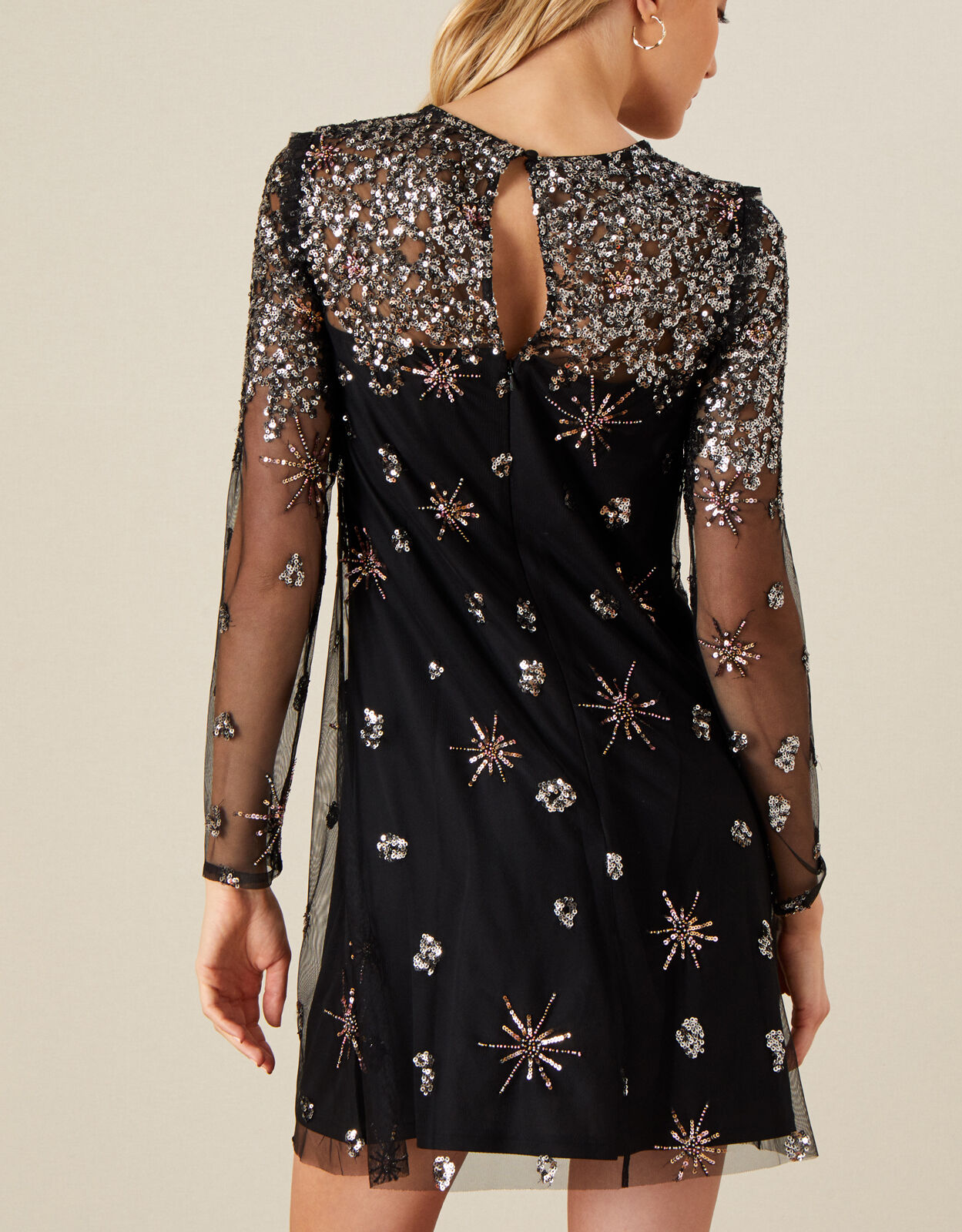 Monsoon black sequin dress clearance